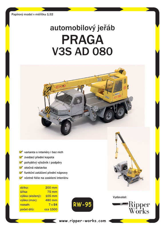 Praga V3S AD 080 - automobilový jeřáb (RW)