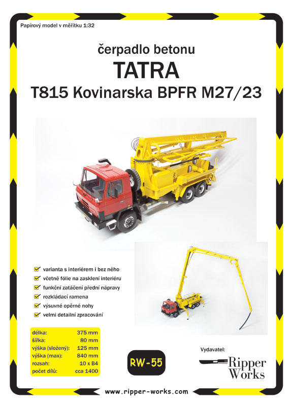 Tatra 815 Kovinarska BPFR M27/23 - čerpadlo betonu